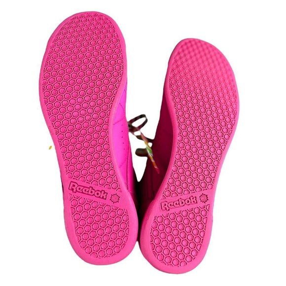 REEBOK CLASSICS 25th ANNIVERSARY Freestyle Hi Pink Rainbow Swirl Lace Sneakers - Picture 9 of 9